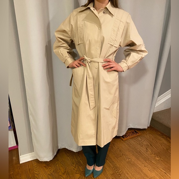 VINTAGE Sears Beige Trench Coat Vintage Size 8 Modern Size Small - Picture 8 of 16